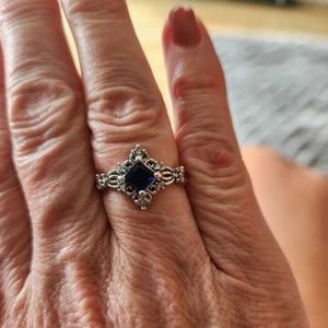 1pc European And American Fashionable Simple Engagement Ring Set With Bl…